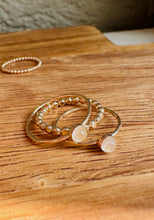 Load image into Gallery viewer, Skinny Mini Jeweled Stacker Rings shown in Moonstone.
