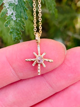 Load image into Gallery viewer, 14k Gold Fill Roxanne necklace in Cubic Zirconia, Shown in hand.
