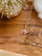 Load image into Gallery viewer, Pyrite Little Gemmy Bit Necklace shown on wood background.

