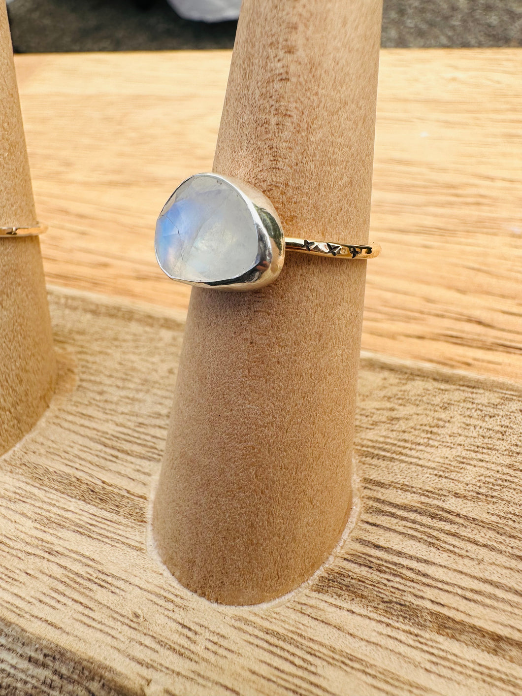Starry Moonstone Ring No. 1 ~ 14k Gold Fill & Sterling Silver