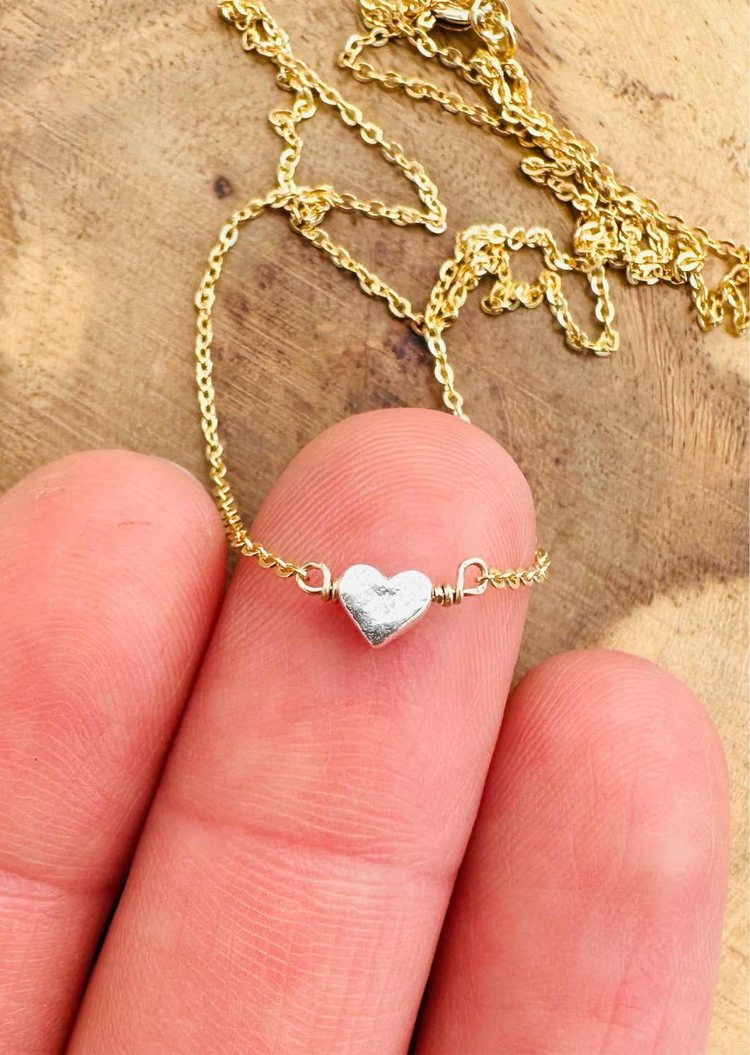 Pixie Heart Necklace - 14k Gold Fill & Fine Silver