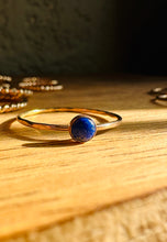Load image into Gallery viewer, Skinny Mini Jeweled Stacker Ring shown in Lapis.
