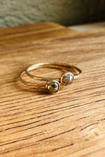 Load image into Gallery viewer, Skinny Mini Jeweled Stacker Rings shown in Rose Cut Pyrite.
