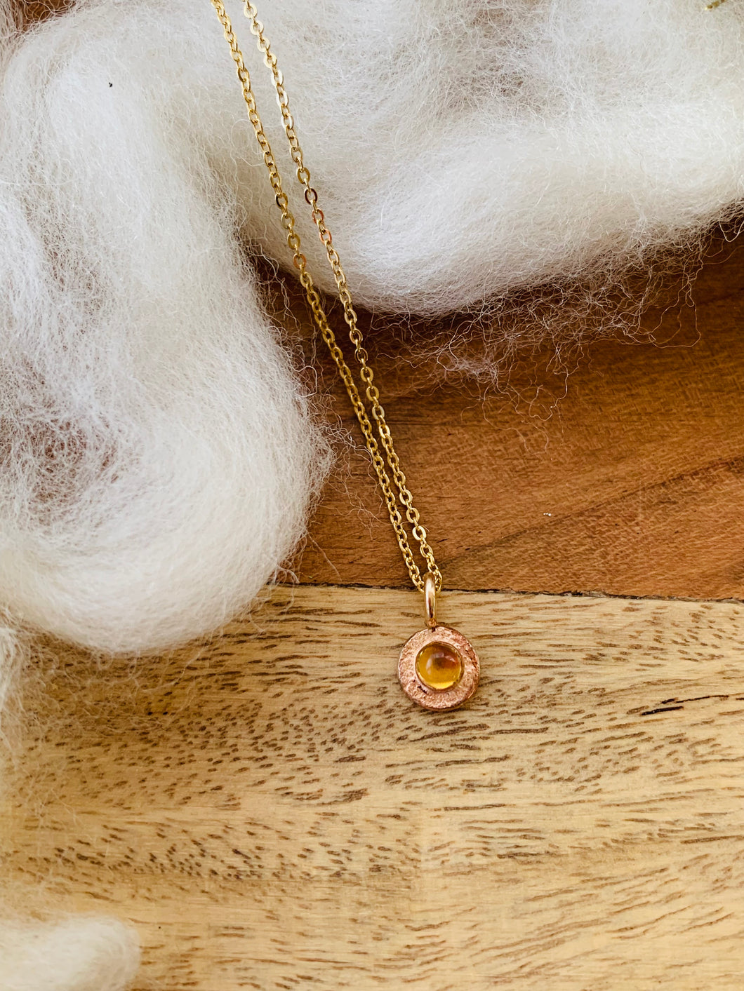 Citrine Little Gemmy Bit Necklace on Gold Plated Brass Cable Chain. 